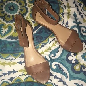 Strappy Brown tan wedge heels